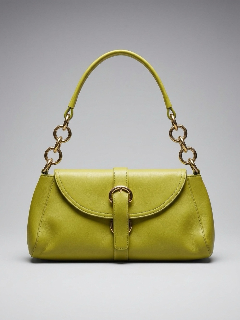 Furla Chartreuse Leather Shoulder Bag with Gold Hardware made in Italy - Picture 4 of 11